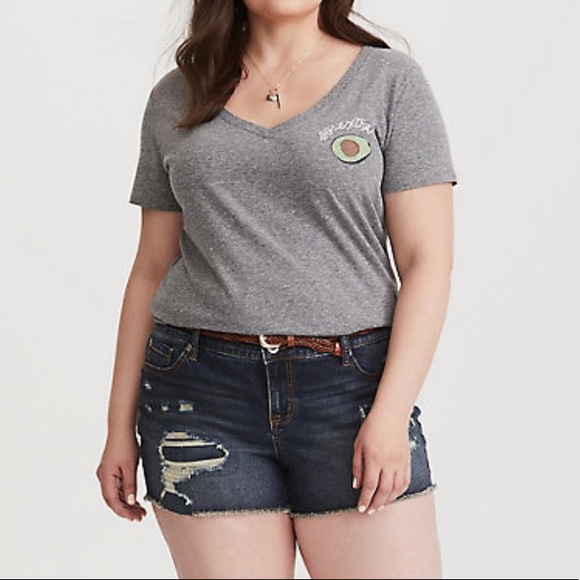 torrid Pants - Torrid Distressed Dark Wash Stretch Jean Shorts